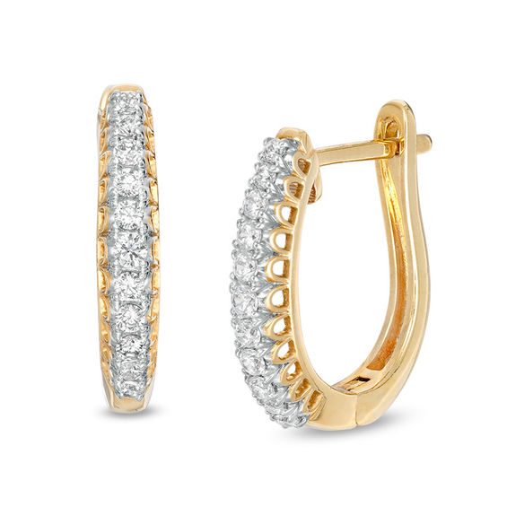 Men's 1/2 CT. T.W. Diamond Hoop Earrings in 10K Gold
