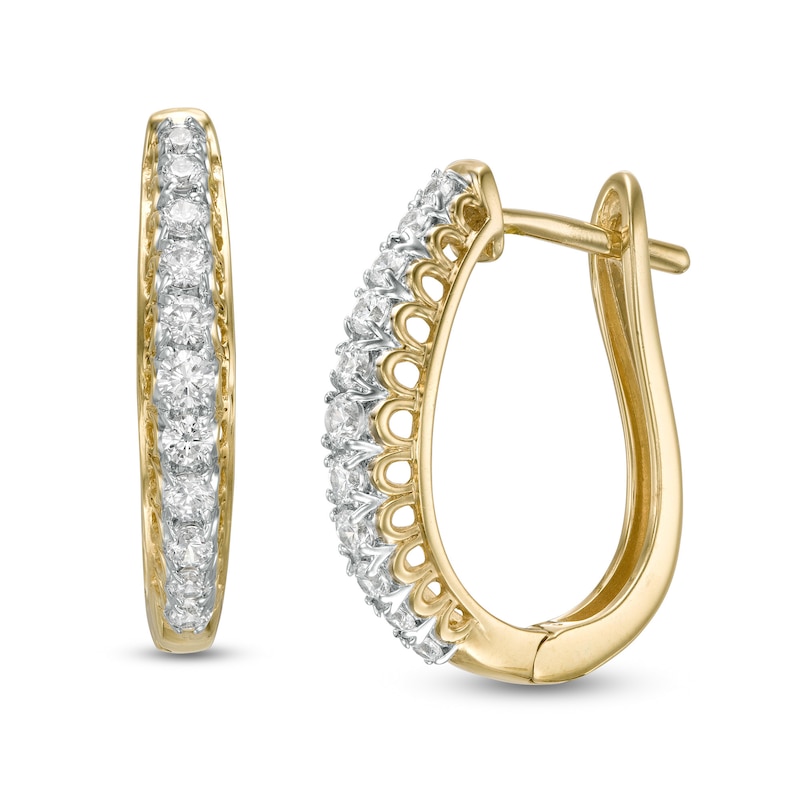 1/2 CT. T.W. Diamond ""U" Hoop Earrings in 10K Gold