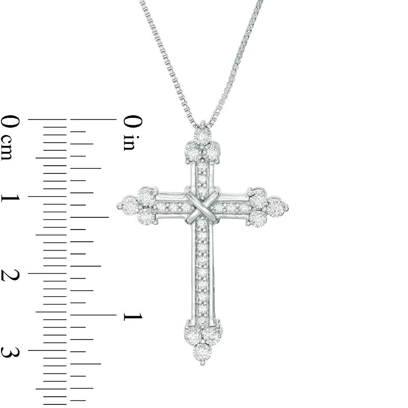 3/8 ct. tw. Diamond Cross Pendant in Stainless Steel | Helzberg Diamonds