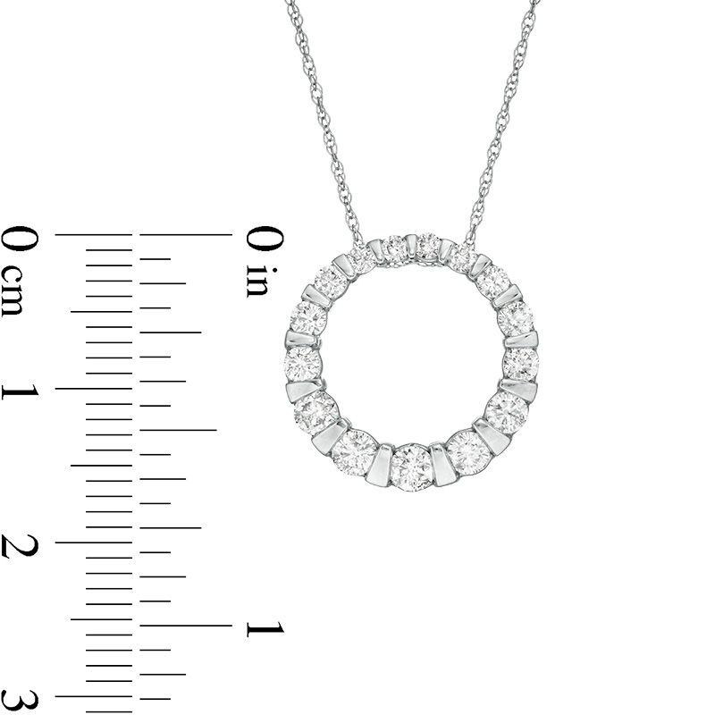 Main Image 2 of 7/8 CT. T.W. Diamond Graduated Open Circle Pendant in 10K White Gold