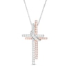 Thumbnail Image 1 of 3/8 CT. T.W. Diamond Double Cross Sash Pendant in 10K Two-Tone Gold