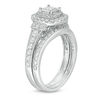 Thumbnail Image 2 of 1 CT. T.W. Princess-Cut Diamond Double Frame Collar Vintage-Style Bridal Set in 10K White Gold