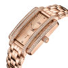 Thumbnail Image 1 of Ladies' JBW Mink 1/8 CT. T.W. Diamond and Crystal 18K Rose Gold Plate Watch with Rectangular Dial (Model: J6358C)