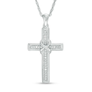 1/10 CT. T.W. Diamond Cross Pendant in Sterling Silver | Zales Outlet