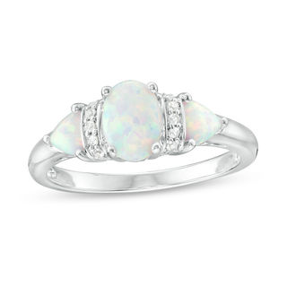 Zales Lab-Created Pink Opal, Pink Tourmaline and Lab-Created White Sapphire Ring in Sterling Silver with 14K Rose Gold Plate