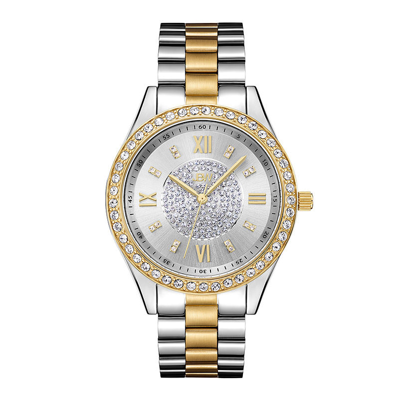 Main Image 1 of Ladies' JBW Mondrian 1/6 CT. T.W. Diamond and Crystal Accent 18K Gold Plate Two-Tone Watch (Model: J6303G)