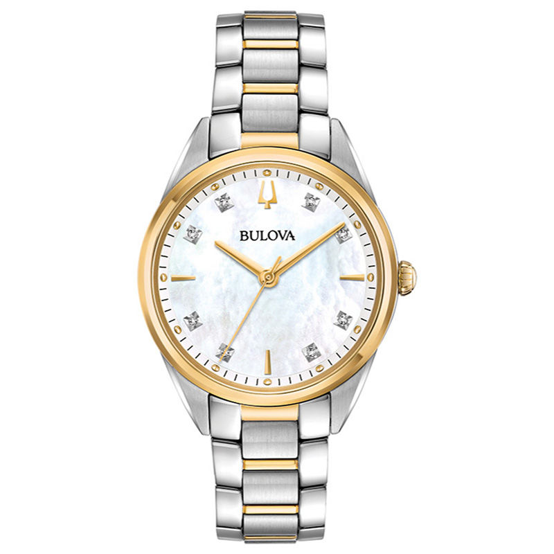 Main Image 1 of Ladies' Bulova Sutton Diamond Accent Two-Tone Watch with Mother-of-Pearl Dial (Model: 98P184)