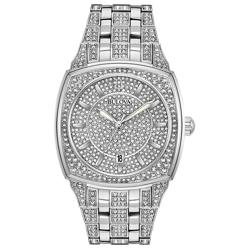 Men's Bulova Phantom Crystal Accent Watch with Square Silver-Tone Dial (Model: 96B296)