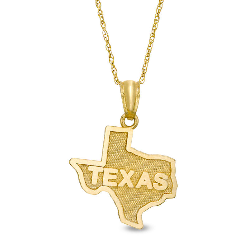 Main Image 1 of Textured State of &quot;TEXAS&quot; Pendant in 10K Gold