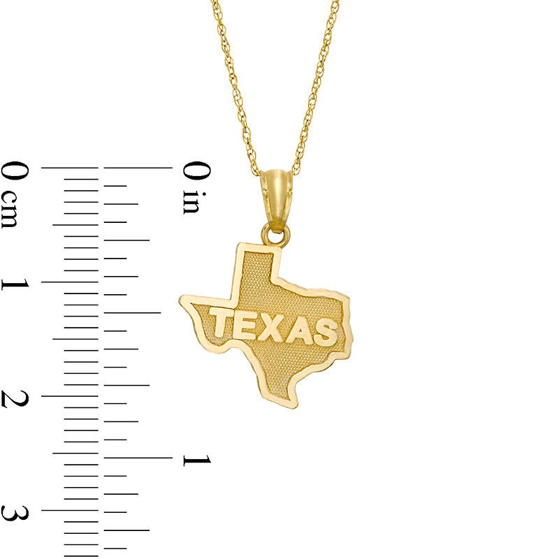 Main Image 2 of Textured State of &quot;TEXAS&quot; Pendant in 10K Gold