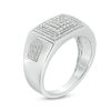 Thumbnail Image 3 of Men's 1/2 CT. T.W. Composite Diamond Square Frame Ring in Sterling Silver