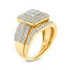 Thumbnail Image 3 of 1-1/4 CT. T.W. Multi-Diamond Square Frame Vintage-Style Multi-Row Bridal Set in 10K Gold