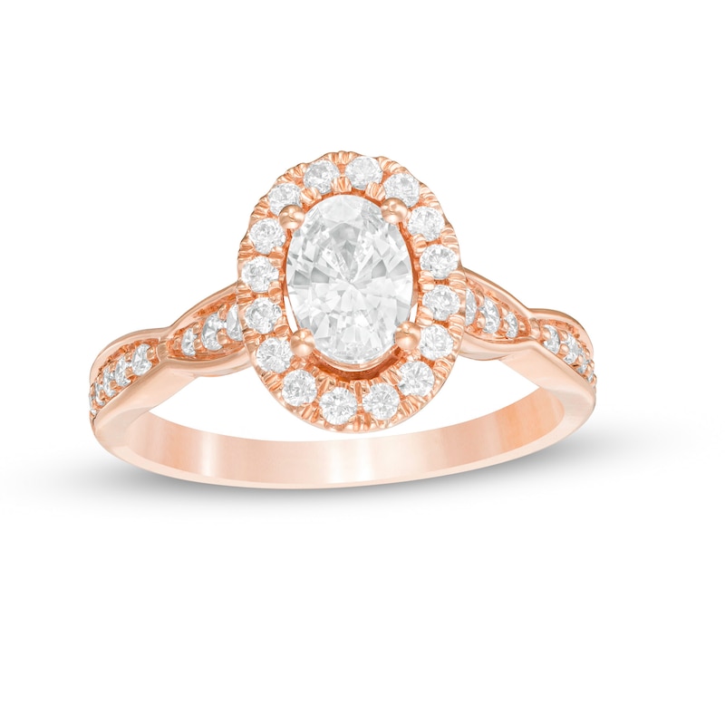 Zales 1 Ct. T.W. Pear-Shaped Diamond Double Frame Art Deco Engagement Ring in 14K Rose Gold