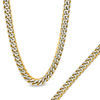 Thumbnail Image 1 of Men's 7.5mm Franco Snake Chain Necklace and Bracelet set in Two-Tone Stainless Steel - 24&quot;