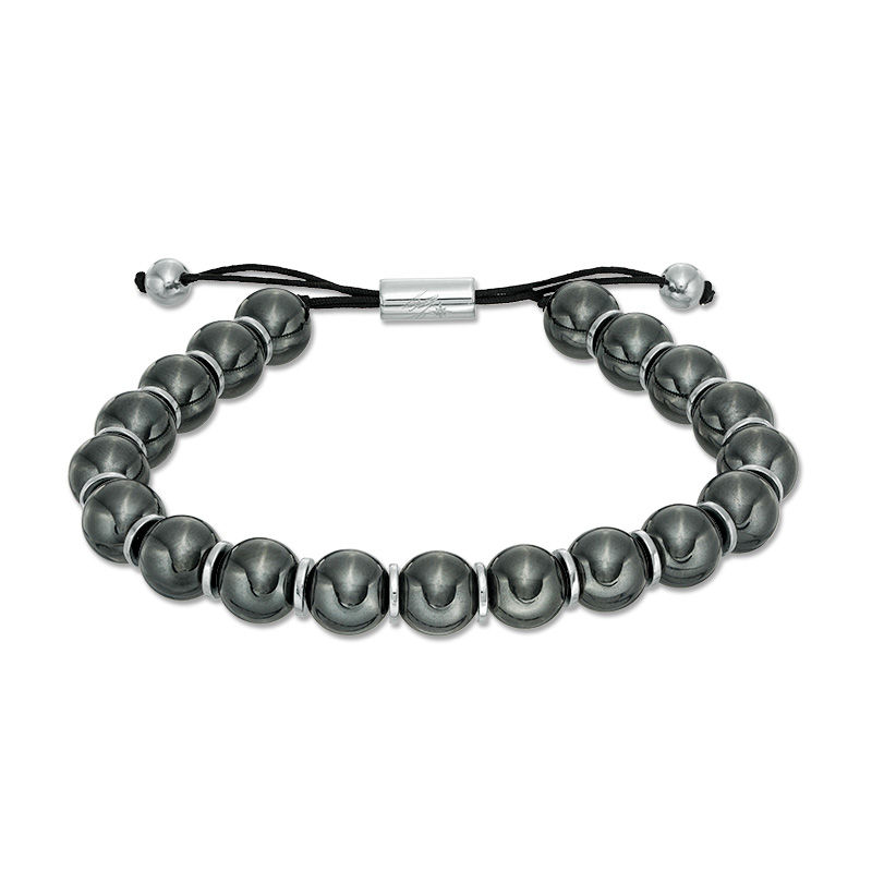 Men's Shaquille O'Neal 10.0mm Hematite Bead Bolo Bracelet in Sterling ...