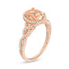 Thumbnail Image 2 of Oval Morganite and 1/4 CT. T.W. Diamond Frame Twist Shank Ring in 10K Rose Gold