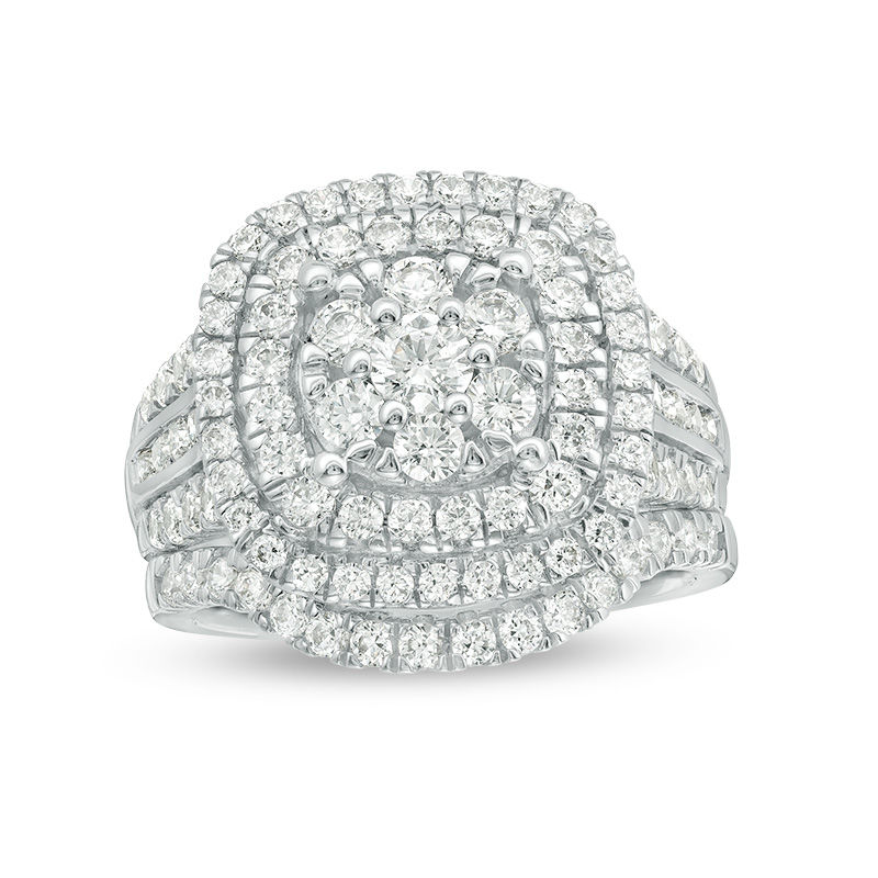 Main Image 1 of 2 CT. T.W. Diamond Triple Cushion Frame Bridal Set in 10K White Gold