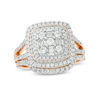 Thumbnail Image 1 of 1 CT. T.W. Multi-Diamond Double Cushion Frame Bridal Set in 10K Rose Gold