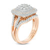 Thumbnail Image 2 of 1 CT. T.W. Multi-Diamond Double Cushion Frame Bridal Set in 10K Rose Gold