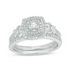 Thumbnail Image 0 of 1/4 CT. T.W. Diamond Double Cushion Frame Filigree Bridal Set in Sterling Silver