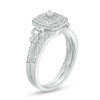 Thumbnail Image 1 of 1/4 CT. T.W. Diamond Double Cushion Frame Filigree Bridal Set in Sterling Silver