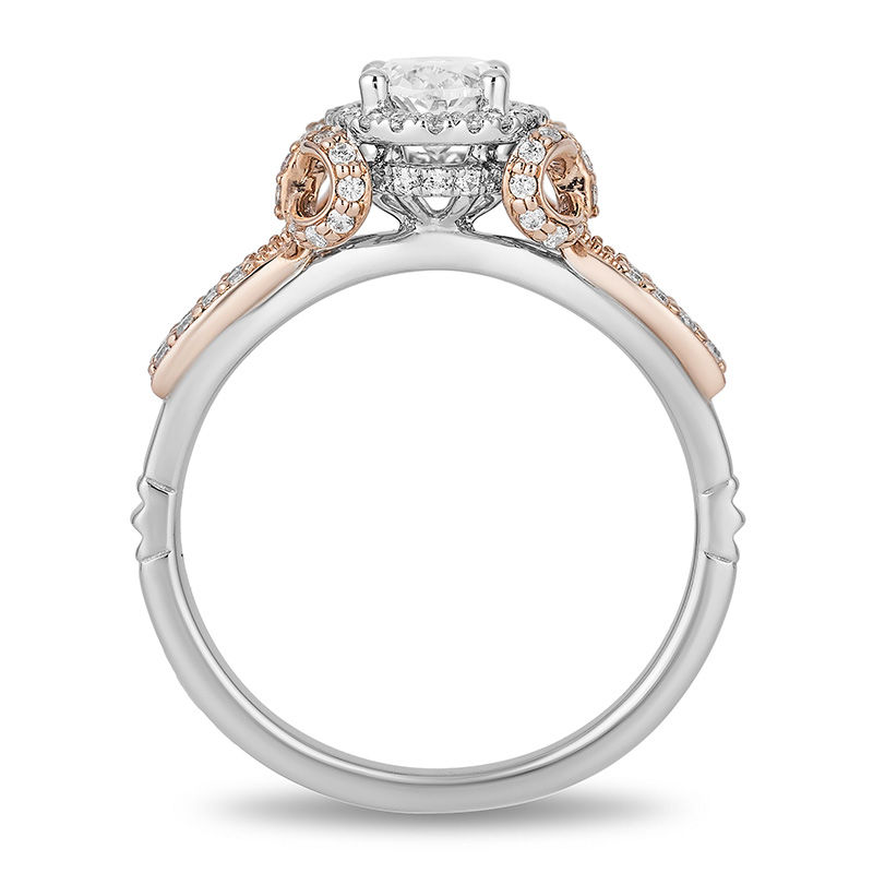 Main Image 3 of Enchanted Disney Snow White 1 CT. T.W. Oval Diamond Frame Bow Engagement Ring in 14K Two-Tone Gold