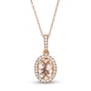 Thumbnail Image 0 of Oval Morganite and 1/10 CT. T.W. Diamond Frame Pendant in 10K Rose Gold