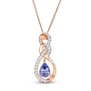 Thumbnail Image 0 of Pear-Shaped Tanzanite and Lab-Created White Sapphire Infinity Pendant in Sterling Silver with 18K Rose Gold Plate