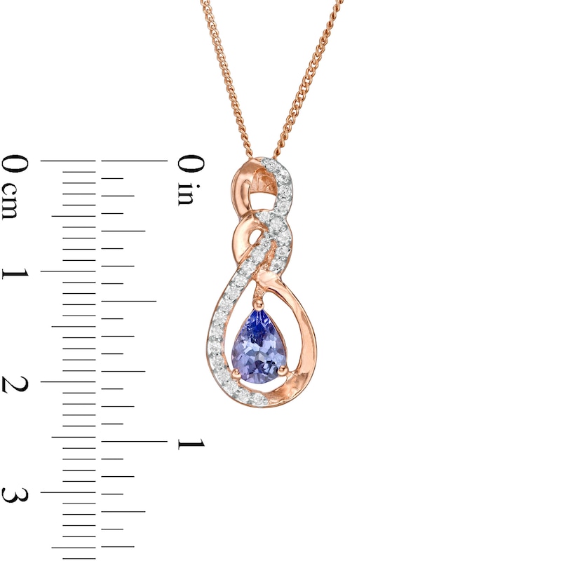 Pear-Shaped Tanzanite and Lab-Created White Sapphire Infinity Pendant in Sterling Silver with 18K Rose Gold Plate