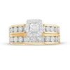 Thumbnail Image 5 of Ladies' and Men's 1/4 CT. T.W. Diamond Frame Three Piece Bridal and Wedding Band Set in 10K Two-Tone Gold