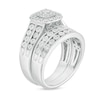 Thumbnail Image 3 of 1/2 CT. T.W. Diamond Double Cushion Frame Wedding Ensemble in 10K White Gold - Size 7 and 10