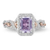 Thumbnail Image 4 of Enchanted Disney Rapunzel Rose de France Amethyst and 1/3 CT. T.W. Diamond Frame Engagement Ring in 14K Two-Tone Gold