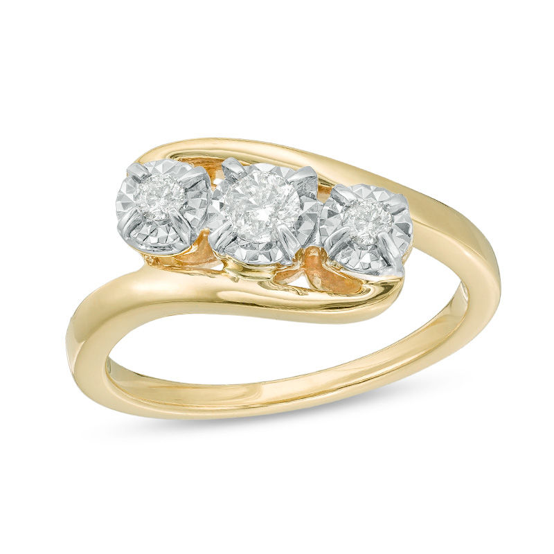 1/4 CT. T.W. Diamond Three Stone Engagement Ring in 10K Gold | Zales Outlet