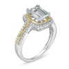 Thumbnail Image 1 of Emerald-Cut Aquamarine and 1/5 CT. T.W. Diamond Frame Ring in 10K Two-Tone Gold