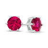 Thumbnail Image 1 of 6.0mm Lab-Created Ruby Solitaire Stud Earrings in Sterling Silver