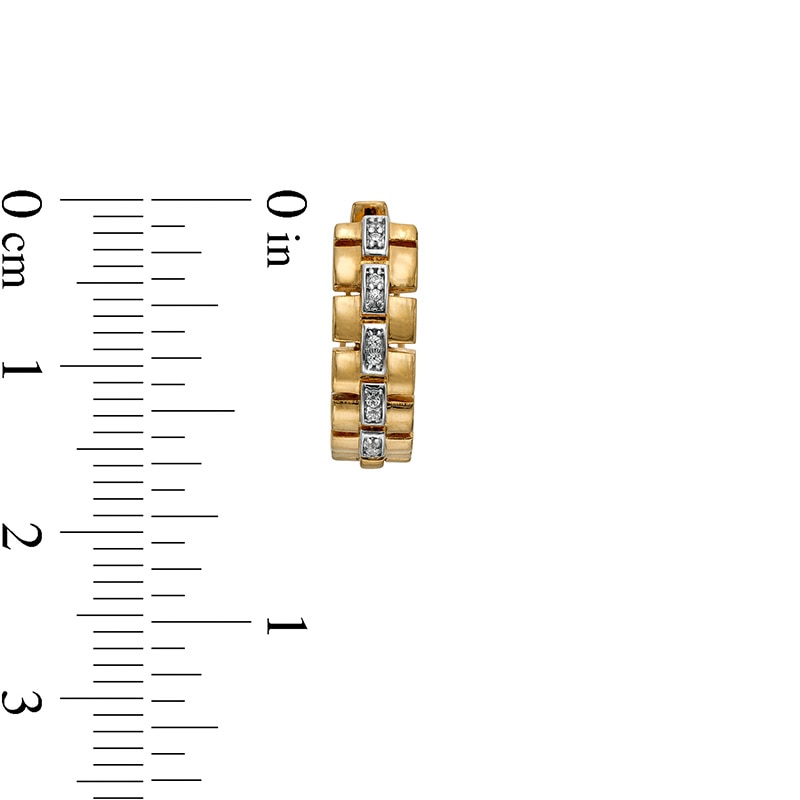 Men's 1/20 CT. T.W. Diamond Triple Row Link Chain Huggie Hoop Earrings in 10K Two-Tone Gold