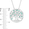 Thumbnail Image 2 of Lab-Created Emerald Tree of Life Circle Pendant in Sterling Silver