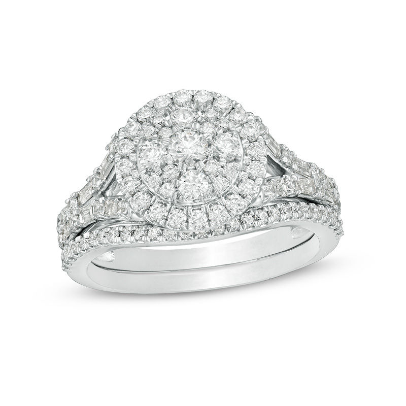 Main Image 1 of 1 CT. T.W. Multi-Diamond Frame Bridal Set in 10K White Gold