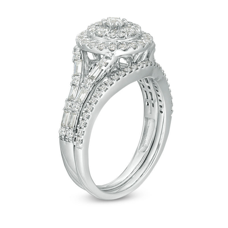 Main Image 3 of 1 CT. T.W. Multi-Diamond Frame Bridal Set in 10K White Gold