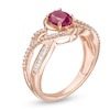 Thumbnail Image 2 of Oval Ruby and 1/4 CT. T.W. Diamond Bypass Split Shank Ring in 10K Rose Gold