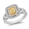 Thumbnail Image 1 of Enchanted Disney Belle Special Edition 1-1/5 CT. T.W. Yellow Diamond Engagement Ring in 14K White Gold and 18K Gold