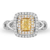 Thumbnail Image 4 of Enchanted Disney Belle Special Edition 1-1/5 CT. T.W. Yellow Diamond Engagement Ring in 14K White Gold and 18K Gold