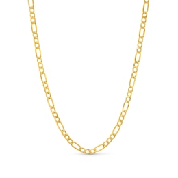 3.5mm Figaro Chain Necklace in Hollow 14K Gold - 22&quot;
