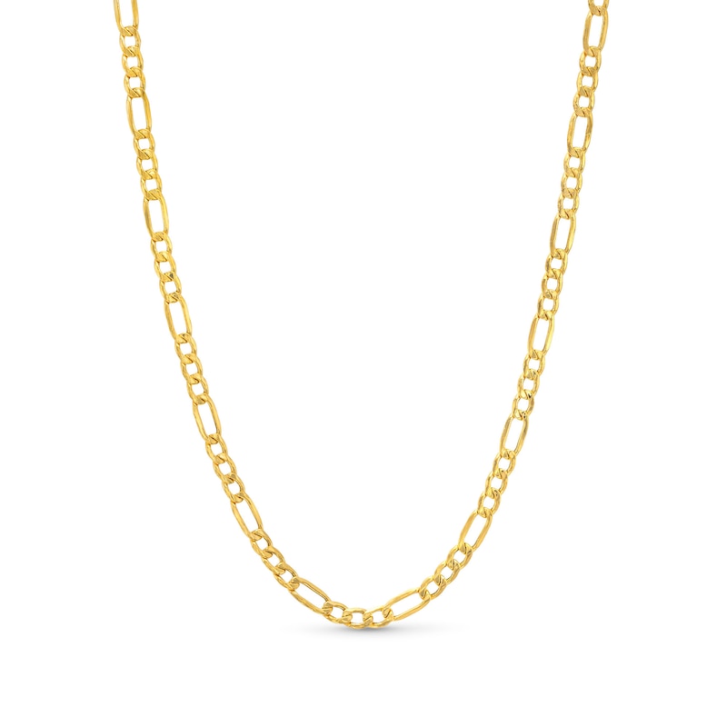 Main Image 1 of 3.5mm Figaro Chain Necklace in Hollow 14K Gold - 22&quot;