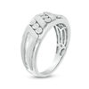 Thumbnail Image 3 of Men's 1/10 CT. T.W. Diamond Triple Row Slant Multi-Finish Ring in Sterling Silver