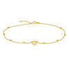 Thumbnail Image 0 of Diamond-Cut Puff Heart and Disco Bead Station Anklet in 10K Gold - 10"
