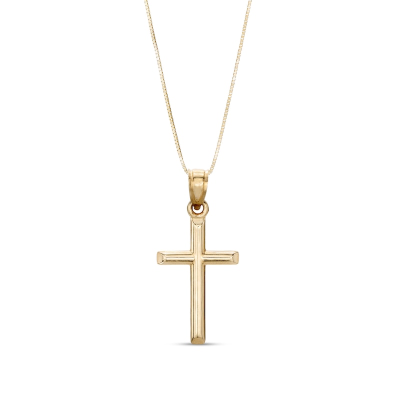 Main Image 1 of Slope-Ends Cross Pendant in 14K Gold