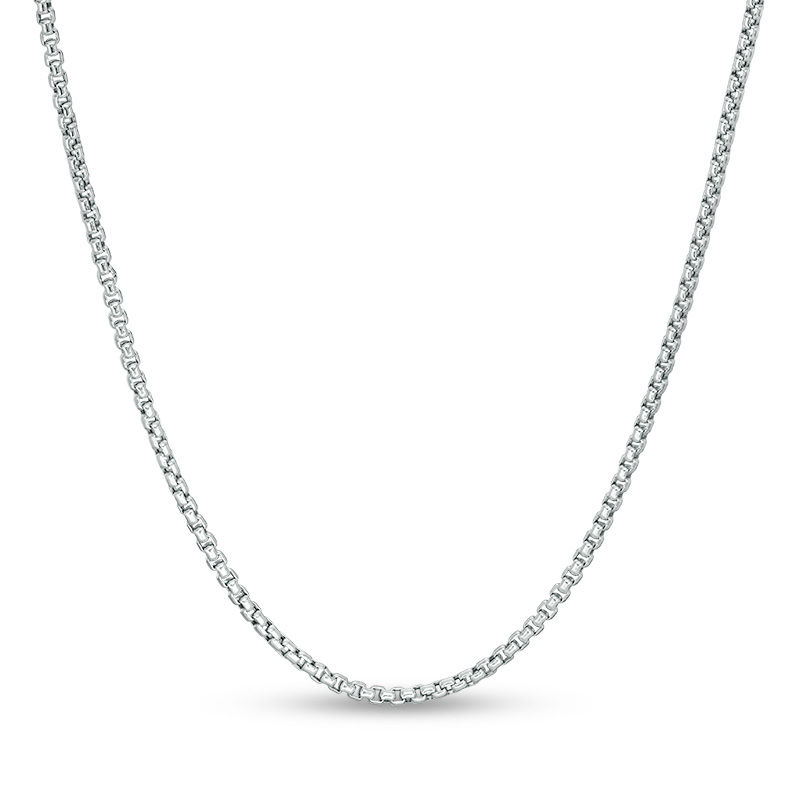 2.4mm Round Box Chain Necklace in 14K White Gold - 20