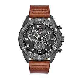 Men's Drive from Citizen Eco-Drive® WDR Chronograph Grey IP Strap Watch with Black Dial (Model: AT2447-01E)