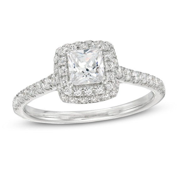 1 CT. T.W. Princess-Cut Diamond Double Frame Engagement Ring in 14K ...